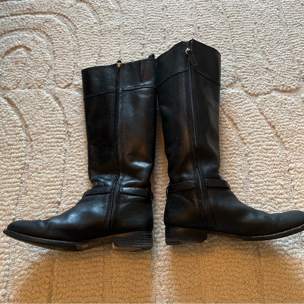 Tory Burch Marlene Black Leather Riding Boots - Picture 2 of 5